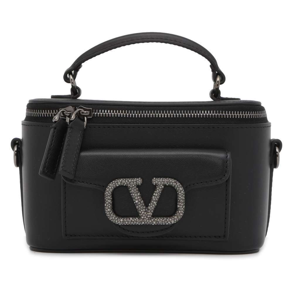 Valentino 2way Garavani Loco Jewel Calfskin Handbag Black